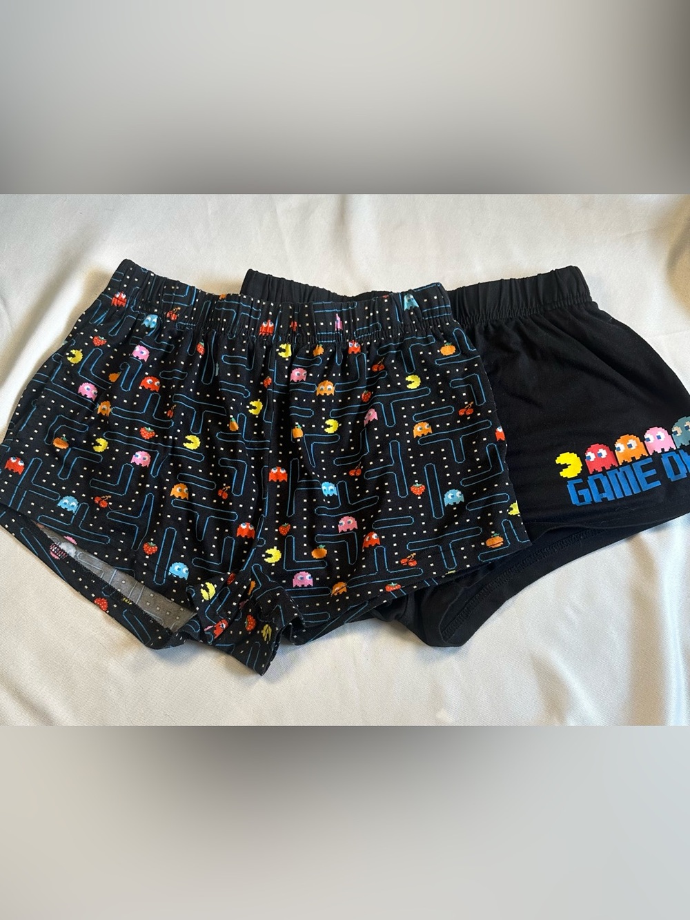 Women’s Black Pac-Man Print Cotton Lounge‎ Shorts - Pack of 2